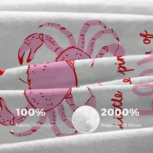 Soft Flannel Blanket With Cute Pink Crab Pattern And Red Heart Design, Sweet And Romantic Ocean-Themed Throw Blanket, Warm And Cozy For Sofa, Bedroom, Camping, Travel, Practical And Meaningful Gift - Multicolor - View 10