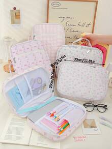 1件装大号花卉图案圣经保护套，时尚书籍保护套，宽敞便携防尘圣经包，带提手绗缝圣经手提袋，宽敞防尘书套，花卉圣经收纳袋，带拉链口袋和提手的绗缝袋，书籍保护套，家居收纳袋，带拉链口袋和提手，圣经学习用品，教师礼物，返校礼物，可爱女孩生日礼物 - 彩色 - 查看 8