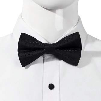 1pc Black Polyester Jacquard Bow Tie, Men's Formal Attire Accessory