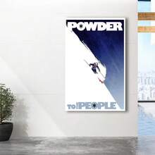 Framed Powder To The People Poster, Vintage Ski Poster, Sports Poster, Retro Ski Poster. Great Idear For New Year, Thanksgiving And Christmas, Beautiful Poster For Home, Living Room, Kitchen, Bathroom & Room Decor. - 隨機印刷 - 查看 5