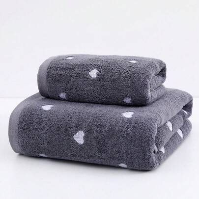 Bộ khăn đôi thêu hình trái tim đỏ, khăn nhỏ, quà tặng ngày Valentine, mềm mại, thấm hút tốt, không rụng lông, dùng được cả mặt và tắm, bộ khăn người lớn cá nhân hóa, phù hợp cho gia đình, hồ bơi và trang trí phòng tắm hàng ngày.