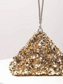 Mini Wallet, Bridal Party Bag, Sequin Bag, Ball Gown Bag, Ball Gown Accessories, Novelty Bag, Wedding Supplies, Women's Gift, Christmas Bag, Valentine's Day Bag (Random Pattern) - Gold - View 4