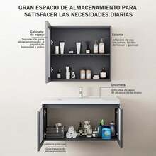 Mueble Kit Para Baño Gabinete Organizador Con Lavabo Grifo Y Espejo - Gris - Ver 4