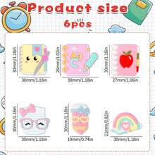 28 piezas Cuentas de silicona con tema de aprendizaje, incluyendo: 3D Manzana roja de cuaderno, Pajarita de silicona rosa, Cuentas redondas de flores pequeñas de colores para hacer joyas, aretes, collares, bolsos, cadenas de teléfono, brochas de maquillaje, manualidades DIY, adecuado para regalos de vacaciones, cumpleaños, vuelta al cole, Halloween, Acción de Gracias, Navidad - Serie de papelería - Ver 13