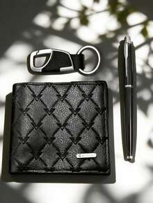 3pcs Men's Luxury Business Wallet Set, Exquisite And Fashionable Design, High-End Luxury Combination, Ideal Holiday Gift For Boyfriend/Father On Christmas, Valentine's Day, Halloween, Anniversary, Birthday (Gift Box Not Included, For Display Only) - 3PCS Men's Fashion Wallet B - View 12