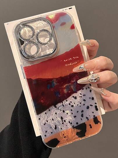 1pc High-End Leopard Print Asymmetrical Patchwork Phone Case Compatible With IPhone 17 Pro Max, Compatible With IPhone 16 Pro, 15, 14, 13, 12, 11, Fashionable And Vintage Protective Phone Cover