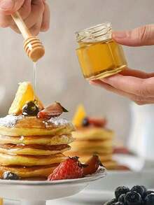 1.5oz Mini Hexagon Honey Pot - Gold Lid, With Bee Charm And Wooden Honey Dipper, Dishwasher , Easy To Clean - Gold - View 8