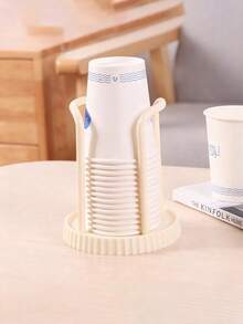 1/2pcs Disposable Paper Cup Holder, Plastic Material Paper Cup Dispensers, Countertop Coffee Cup Organizers, Multifunctional Cup Storage Shelf, Household Coffee Tea Cup Holder, Mouthwash Rinsing Cup Holders, Suitable For Kitchen, Living Room, Office, Bathroom Paper Cup Storage, Kitchen Storage Rack, Kitchen Gadgets, Kitchen Accessories (White, Black) - Black - View 8