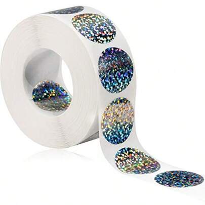 1000 Pieces Scratch Off Sticker Round Labels Glitter Colorful 1 x 1 Inch Circle