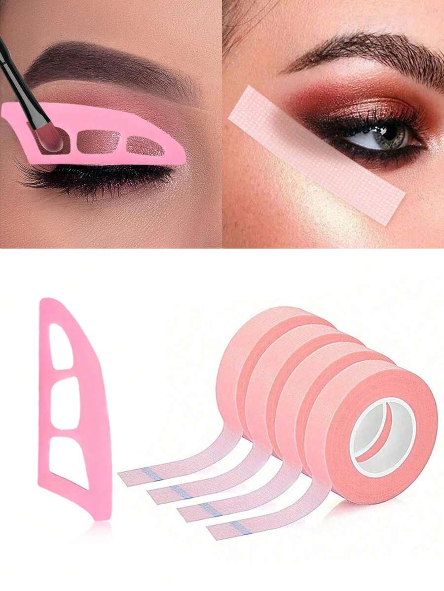 6pcs/3pcs/1pc Eyeshadow Tapes, 1pc Beginner Eyemakeup Assistant, Eyeshadow & Eyeliner Stencil Tools, Eyemakeup Finishing Stickers, Eyemakeup Protective Tapes, Professional Eyelash Tapes, Adhesive Fabric Eyelash Tapes, Breathable Mesh Eyelash Extension Tapes, Eyelash Lifting Tapes, Breathable Low-Allergy Eyelash Isolation Patches - Multicolor - View 1