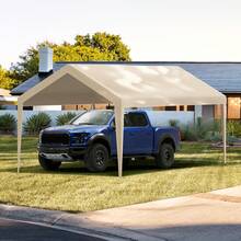 Carport-Garagenzelt, 3 x 6 m, Garagendachzelt, wasserdicht und UV-geschützt, einfache Installation mit Spanngurten, beige (nur Dachabdeckung, Rahmen nicht im Lieferumfang enthalten) - 10 x 20 - Übersicht 9
