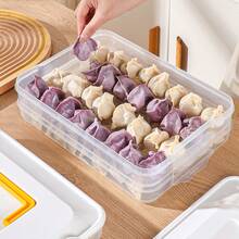 Dumpling Freezer Container, Multi-Layer Preservation Tray, Ravioli Frozen Box, Meat Frozen Packaging Box, Refrigerator Food Storage Container, With Handle Design, Portable & Effortless, Multi-Layer Sealed With Lid - Clear - View 3