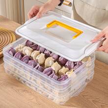 Dumpling Freezer Container, Multi-Layer Preservation Tray, Ravioli Frozen Box, Meat Frozen Packaging Box, Refrigerator Food Storage Container, With Handle Design, Portable & Effortless, Multi-Layer Sealed With Lid - Clear - View 9