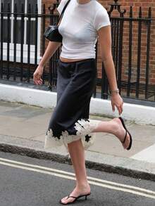 Women's Lace Trim Satin Silk Midi Skirt Y2K Elegant Silky Flowy A Line Long Skirt Vintage Bodycon Pencil Maxi Skirts Going Out Beach Vacation Skirt Streetwear - 黑色 - 查看 9