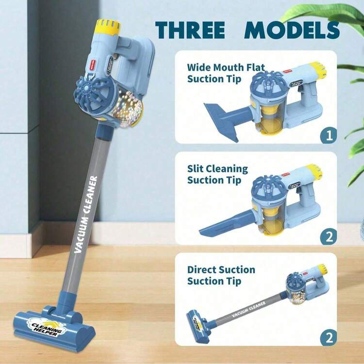 1 set barnsimulering med dammsugare, låtsasleksaker för städning, leksaksdammsugare, realistiskt sugande låtsaslek för hushållsarbete, låtsasrollspel, interaktiva städleksaker för hushåll, rollspel för barn från 3 år - Multifärgad - Visa 4
