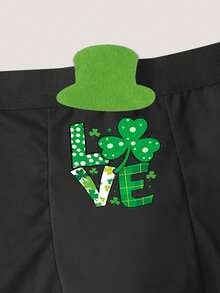 Men's Black Letter Graphic Briefs, Underwear With Elastic Waistband, Comfortable For Daily Wear - Black - View 4