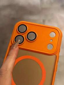 1个奢华简约商务磨砂透明触控手机壳，适用于 17 Air 16 15 14 13 12 11 Pro Max Plus，柔软TPU后盖 - 橘色 - 查看 3