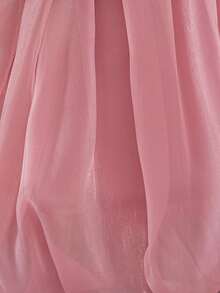 Baby Girls Sleeveless Solid Color 3D Floral Satin Cute 1st Birthday Party Puffy Princess Dress, Suitable For Vacation And Outings, Headband Not Included - Dusty Pink - View 8