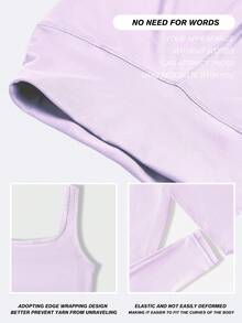 3pcs Set: Lavender Ditsy Floral Zip-Up Jacket + Matching Sports Bra + Leggings, Soft & Feminine Outfit For Yoga, Fitness, Casual Outings, Accessorize With Headband, Handbag, Water Bottle For A Sweet & Stylish Look Spring - Lilac Purple - View 5
