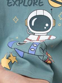 6件套男童卡通宇航员和恐龙印花长袖睡衣套装，轻薄家居服，春夏秋季 - 彩色 - 查看 9