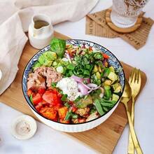 QINLANG - tazón grande de sopa de 67 onzas cuencos de pho cuencos de ramen japonés juego de 3 cuencos grandes de porcelana azul y blanco de 8 pulgadas 3 patrones de mezcla - azul y blanco - Ver 6