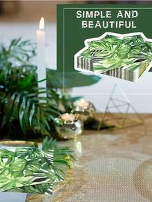 20/100 khăn giấy ăn dùng một lần họa tiết lá cọ nhiệt đới, thích hợp cho phòng tắm, phòng trang điểm, đám cưới, lễ hội, tiệc sinh nhật, tiệc theo chủ đề Hawaii, kích thước: 6,5 inch, trang trí phòng, lễ hội, tiệc tùng. - màu xanh lá - Xem 2