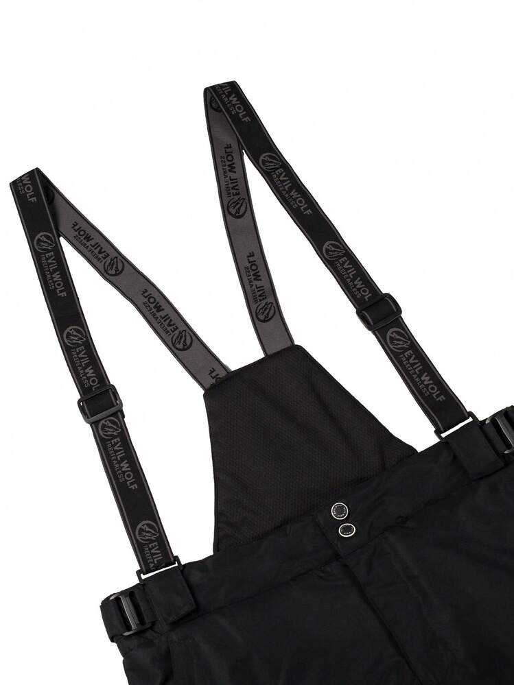 Autumn/Winter New Thick Warm Outdoor Ski Pants, Boyfriend Style Men's Windproof Hiking Trousers, Detachable Suspender, Breathable Casual Black Pants Ski Outfits - Black - View 6