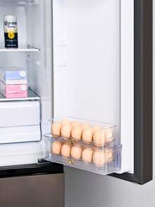 1pc Kitchen Refrigerator Egg Storage Rack, Stackable Design To Save Fridge & Kitchen Space, Made Of Transparent PET Material, Suitable For Daily Use - Clear - View 2