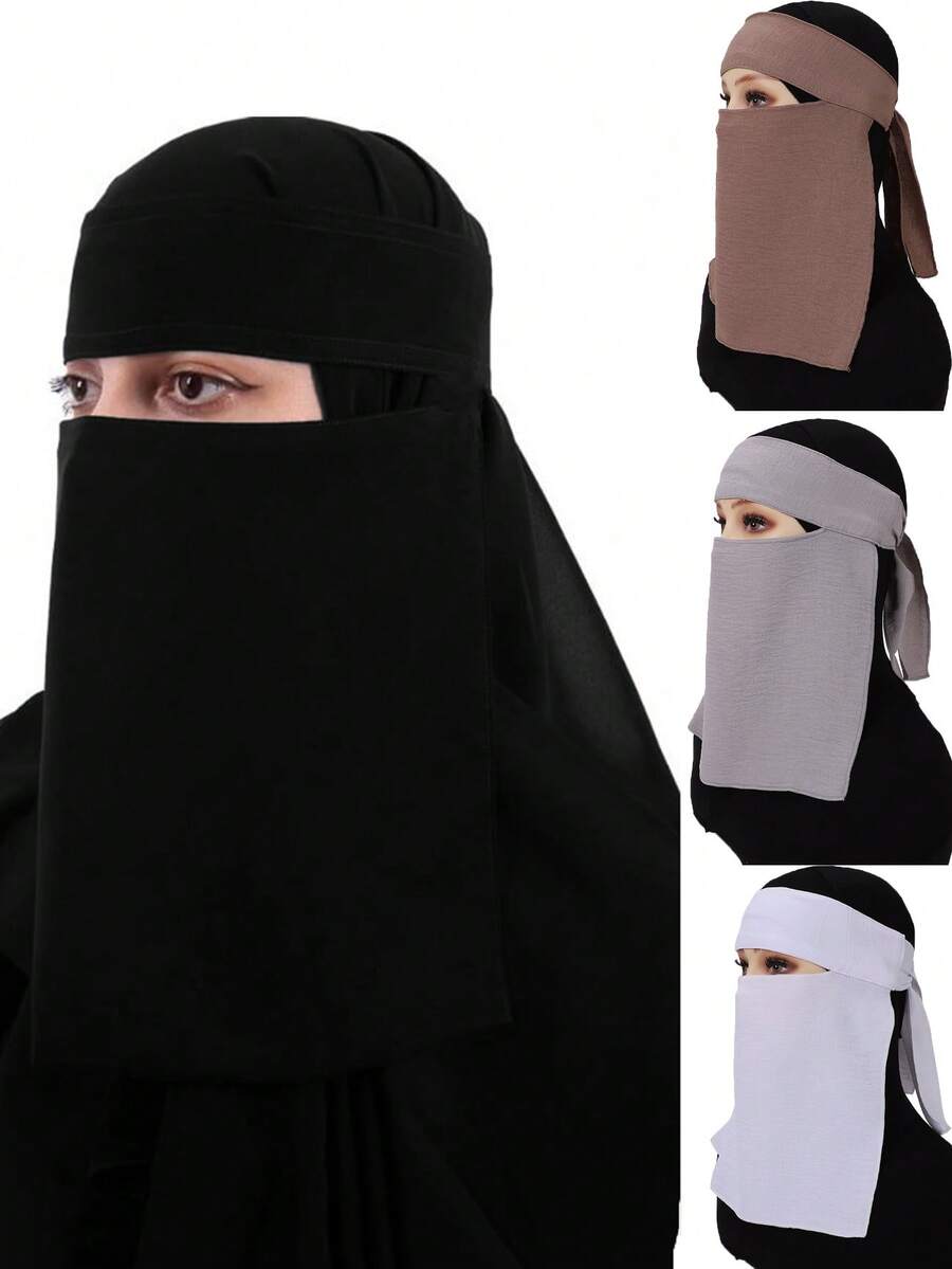 1 pieza Velo cuadrado opaco y transpirable de unicolor, accesorio de hijab para mujer