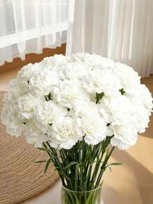 20pcs Stem Artificial Flowers Carnations Bouquets,Artificial Flowers Stems Silk Faux Flowers Real Touch Flowers With Stems,Silk Petals Fake Flowers Forever Plants For Wedding Flower Bouquet Centerpieces Bridal Shower Birthday,Home Decor, Valentine's Day, Wedding & Engagement Decorations, Holiday Decorations (White) - Multicolor - View 5