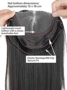 Rambut Palsu Tanpa Lem Berbahan Renda untuk Wanita, Campuran Rambut Manusia, Penutup Rambut untuk Menambah Volume & Menutupi Uban, 16 Inci, Hitam Alami - MultiWarna - View 4