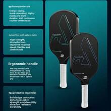 1pc Carbon Fiber Pickleball Paddle, T700 Matte Surface Enhanced Spin Control, Blue & Green Printing, Lightweight Design For Daily Training And Matches - Mint Green - View 2