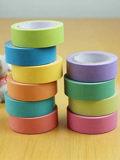 1 adet/3 adet/5 adet Gökkuşağı Dekoratif Washi Bant Seti, Sanat ve El Sanatları, Scrapbooking, Günlük İçin Renkli Kağıt Maskeleme Bandı, 15 mm Genişliğinde [Renk Değişikliği Olabilir; Ambalaj Değişebilir]