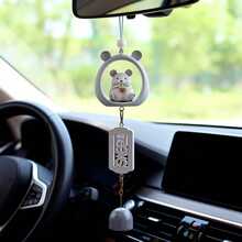 زينة جرس الرياح بتصميم فأر طماع وحيد القرن كرتوني، زينة معلقة لمرآة السيارة الخلفية، إكسسوار داخلي للسيارة مضحك، هدية مناسبة للرجال والنساء