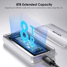 40Gbps USB4 PCIe NVMe SSD Enclosure,For 2230/2242/2260/2280 B+-Key PCIe SSD,Tool-Free Installation, Supports TBT4/TBT3/USB4/USB3.2 And More,Compatible With MacBook/Laptop Mini M4/M3/M2/M1 - Silver - View 5