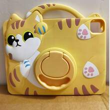 360° Rotating Holder Protective Case With Pencil Slot Compatible With IPad 10th/11th A16/56789th/Mini/Air/Pro, Cute Cat Silicone Shockproof Durable Suitable For 7.9" 8.3" 9.7" 10.2" 10.5" 10.9" Apple Tablets - Yellow - View 19