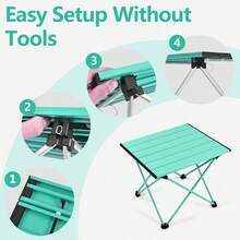Grope Mesa de camping portátil con mesa de aluminio mesa de playa plegable fácil de llevar perfecta para exteriores picnic barbacoa cocina festival playa hogar azul -S - AzulTiffany - Ver 5