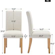 Juego de 2 Sillas de Comedor, Sillas de Cocina Acolchadas con Botones, Sillas de Comedor Tapizadas en Tela con Patas de Madera y Asiento Acolchado para Comedor, Cocina, Restaurante - Beige -2 piezas - Ver 2