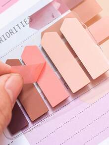 100 Stücke PET Pfeil-förmige Haftnotizen, einfarbige nützliche Indexaufkleber, Studenten- & Bürobedarf - Kaffeebraun - Übersicht 2