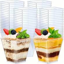 120/150/210ml 25pcs Transparent Plastic Dessert Cups, Mousse Cups, Appetizer Cups, Suitable For Cakes, Candies, Parties, Weddings, Catering