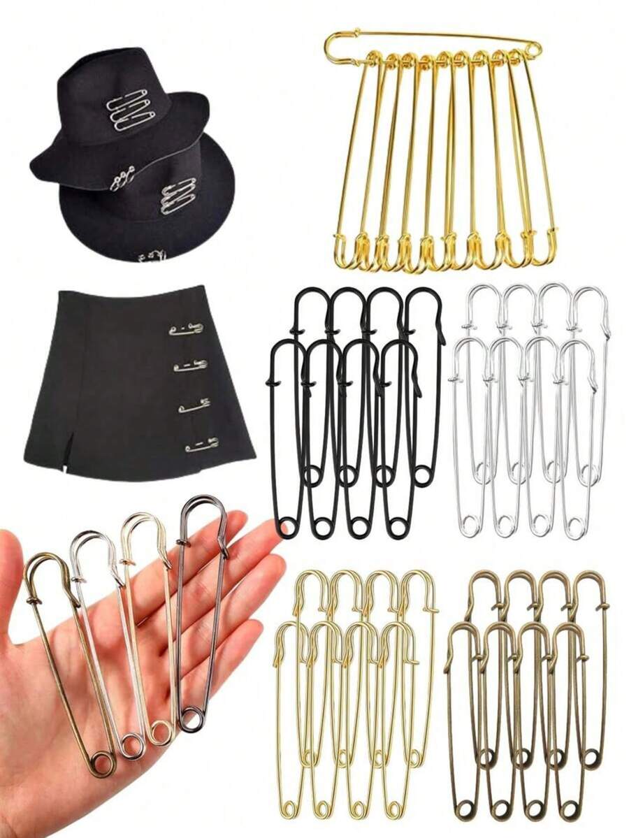 5-30pcs Large Size Garment Safety Pins, Heavy Duty Quilting Pins, Gold/Silver Decorative Pins, Suitable For Canvas, Wool Clothing Crafts And DIY Jewelry Crafts - Multicolor - View 1