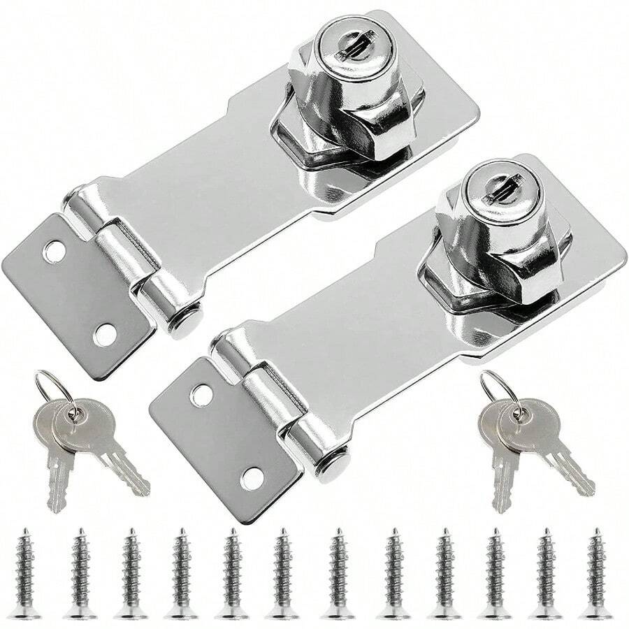 Pasador para Puerta  2 Pestillo para Puerta con 4 Llave Cerrojo de Puerta de Acero Inoxidable Pestillo de  para Puertas Ventanas Armarios Muebles Plata - Plata - Ver 1