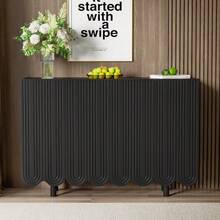 Sideboard, Teardrop-Shaped Sideboard With Molded Doors And Buffer Hinges - 黑色 - 查看 3