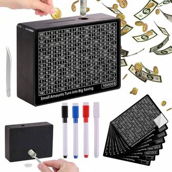 กล่องออมเงินไม้ 8 ช่อง, ตู้นิรภัยเงินสดแบบ All-In-One พร้อมเป้าหมายการออม, กระปุกออมสินไม้พร้อมเคาน์เตอร์, ของขวัญสำหรับผู้ใหญ่ ผู้ชาย ผู้หญิง, ไม่ต้องติดตั้ง