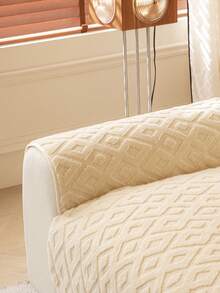 1pc Thick Soft Flannel Sofa Cushion Cover, Modern Minimalist Anti-Slip Warm Sofa Seat Pad, Dust-Proof Washable Sofa Slipcover, Beige Fresh And Fashionable, Soft And Fade-Resistant, Pet-Friendly Protective Cover, Adjustable For Corner Sofa, Bedroom, Office, Living Room Combination Furniture, 1/2/3/4 Seat Sofa - Beige - View 9