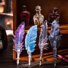 have a good day 10张/包复古羽毛笔主题贴纸，创意美学贴纸，DIY剪贴簿工艺材料，节日礼物，个性化贴纸相册学习用品剪贴簿用品文具 - 彩色 - 查看 5