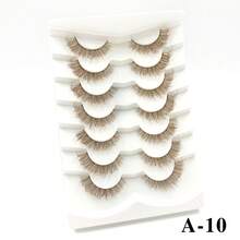 ENCHUW 7 Paar farbige Wimpern Russische Streifen Wimpern mit Farbe Halloween Wimpern Flauschige lange Kunstwimpern Verwischte Kunstmink Wimpern Farbige Augenwimpern Festival Farbwimpernstreifen - Natürliche Wimpern - Übersicht 7