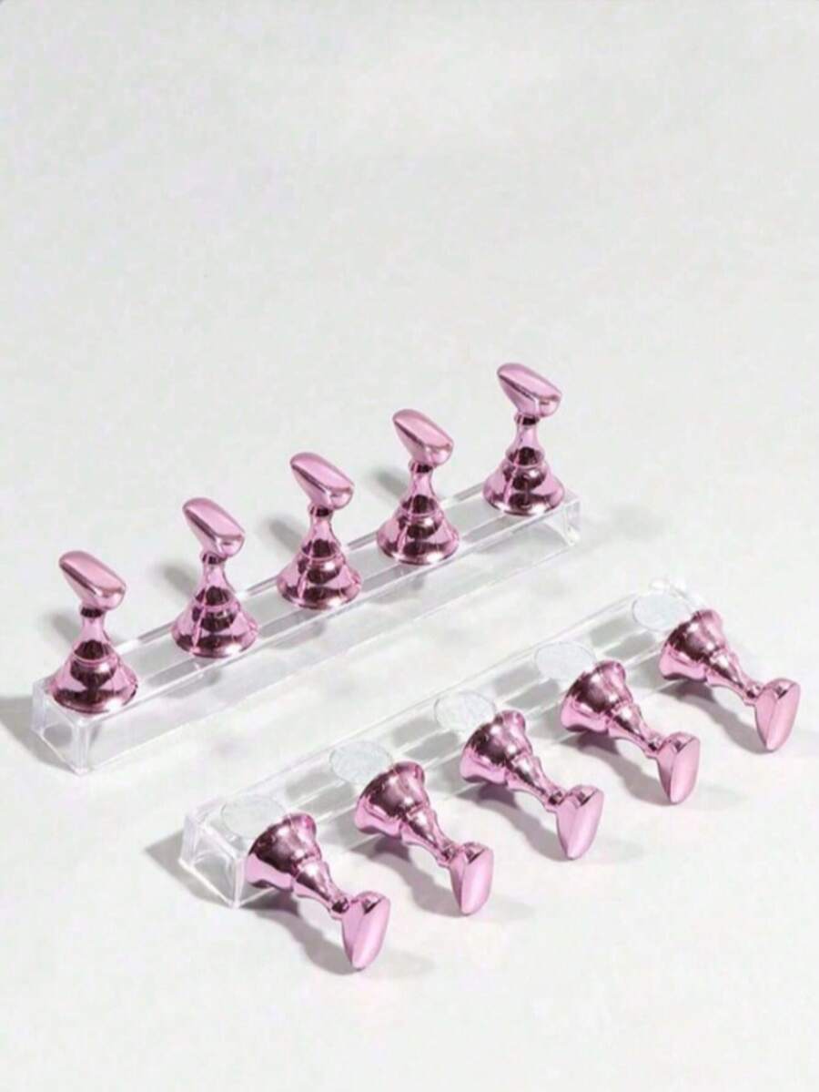 1pc Magnetic Acrylic Nail Display Stand - Fake Nail Practice Holder - Manicure Training Storage Rack - Multicolor - View 1