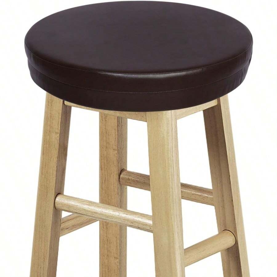 Shinnwa - Cojines redondos con fundas de piel elásticas impermeables y parte inferior antideslizante para taburete de bar funda de cojín de asiento acolchada de espuma redonda de 14 pulgadas color - Marrn - Ver 1