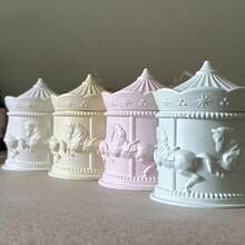 1 Set de molde de silicona en forma de carrusel giratorio para tarros de almacenamiento, molde creativo DIY de carrusel para velas, decoración del hogar/regalo, molde de resina epoxi para figuras, molde de fundición hecho a mano, molde de yeso para joyero - Blanco - Ver 7